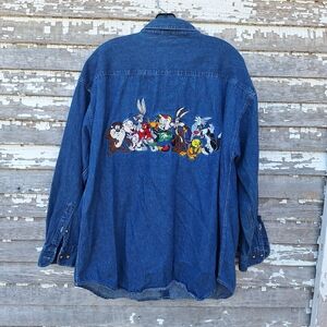 Vintage Acme looney tunes denim Shirt Size XL